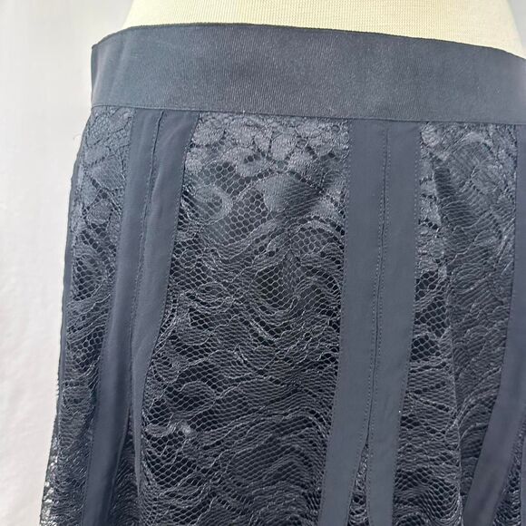 APOSTROPHE‎ Black Floral Lace Midi Skirt Flowy Women's 12 Petite Gothic Romantic - Picture 3 of 8